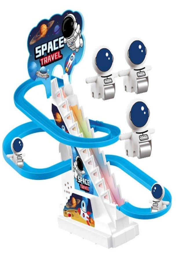 TEC TAVAKKAL Astronaut Slide Toy Set, Funny Automatic Stair-Climbing Astronaut Cartoon Race Track Set Little Attractive Astronaut Slide Toy Escalator Toy with Lights and Music (Astronaut Track Set) - Image 1